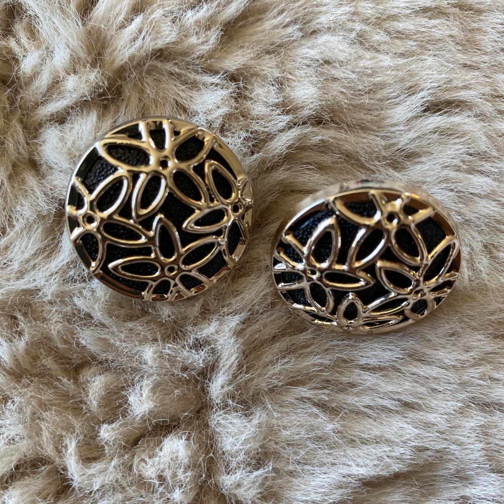 Silver and black earrings